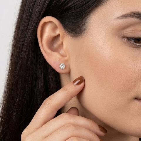 9Ct Solid Gold White Topaz Stud Earrings