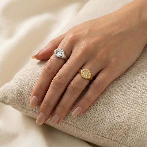 Star Sun Stackable Sterling Silver Signet Ring