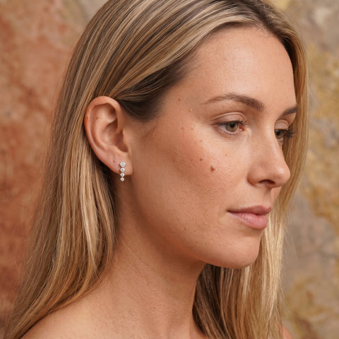 Sterling Silver Graduated Tennis Earrings