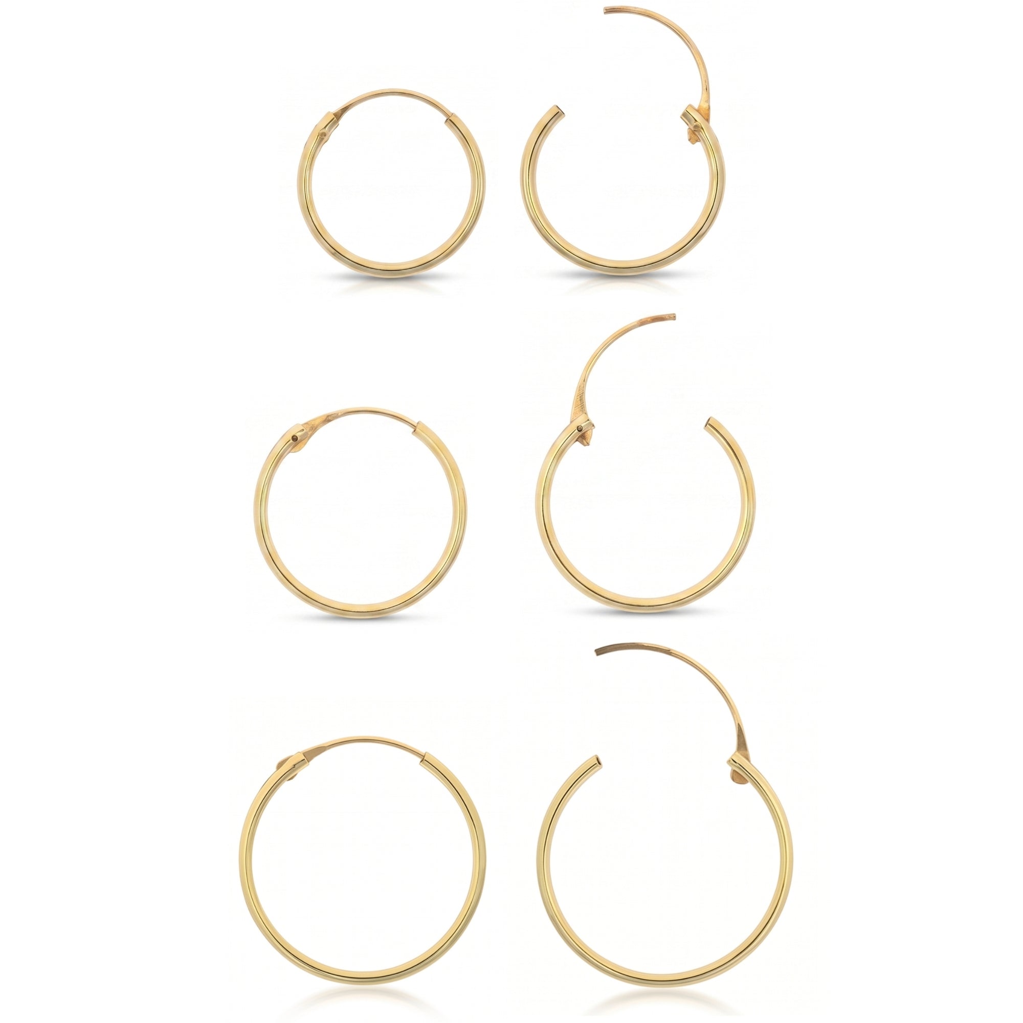 9ct Solid Gold Hoop Earrings Set