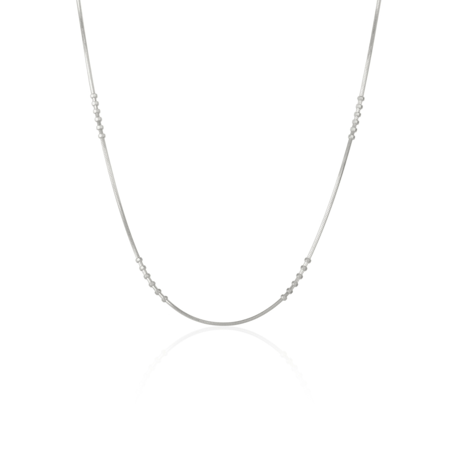 Six Beads Sterling Silver Necklace Chain