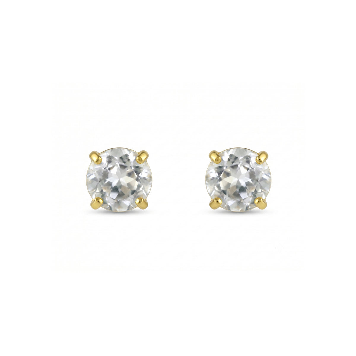 9Ct Solid Gold White Topaz Stud Earrings