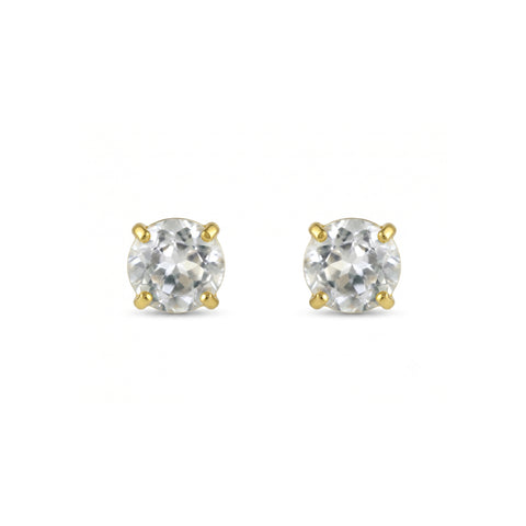 9Ct Solid Gold White Topaz Stud Earrings