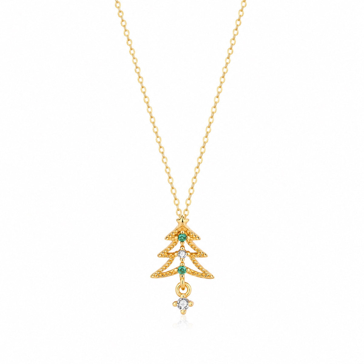 Sterling Silver Christmas Tree Pendant Necklace