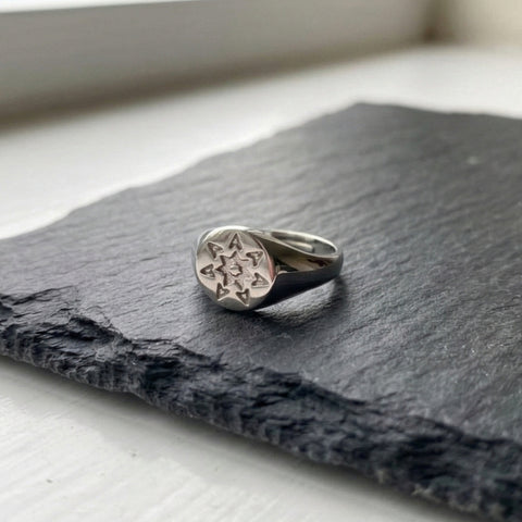 Star Sun Stackable Sterling Silver Signet Ring