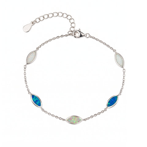 Marquise Faced Opal Sterling Silver Bracelet