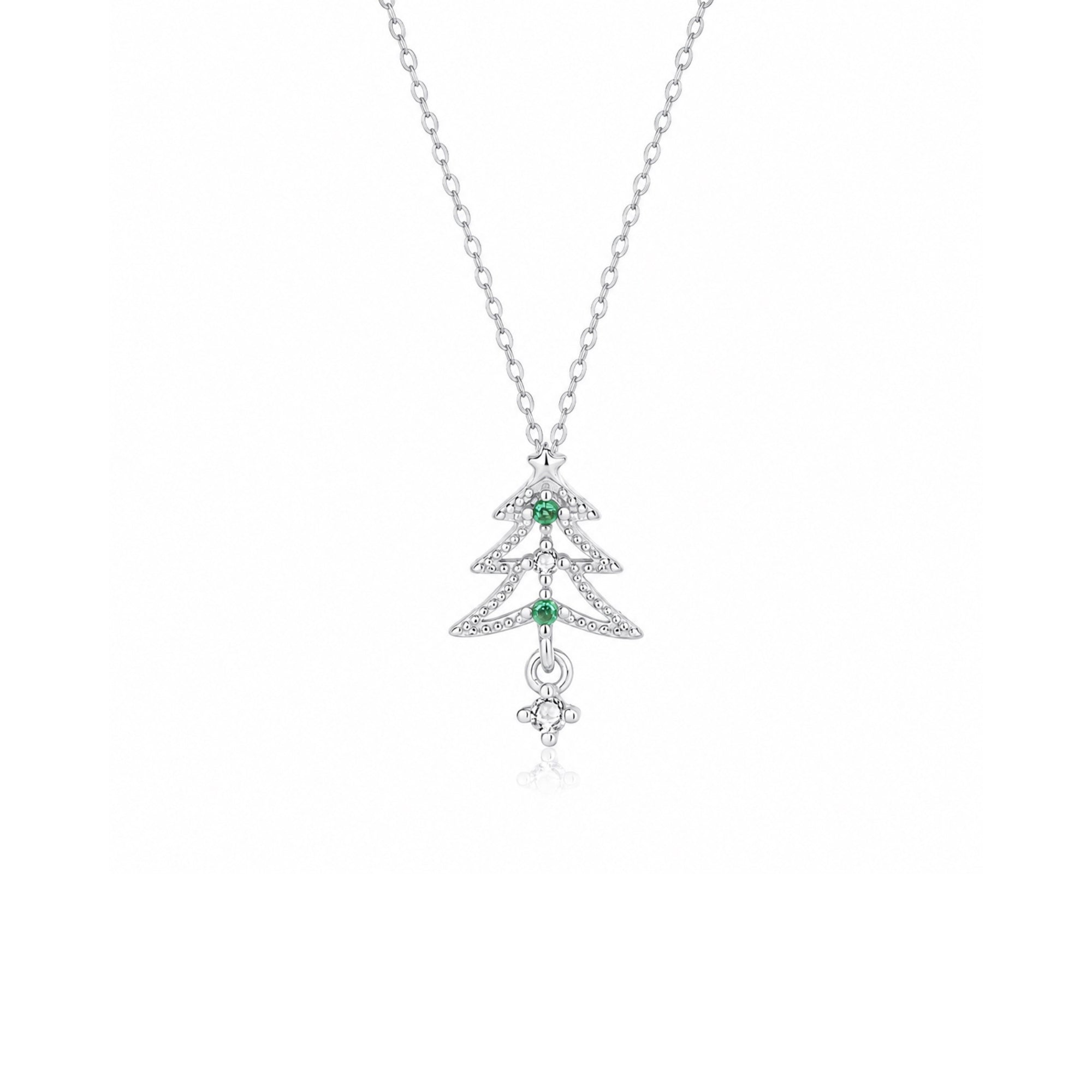 Sterling Silver Christmas Tree Pendant Necklace
