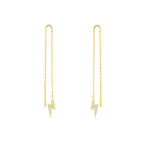 Lightning Bolt Sterling Silver Chain Drop Earrings