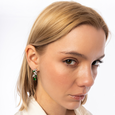 Fancy Green Drop Tree Branch Earring