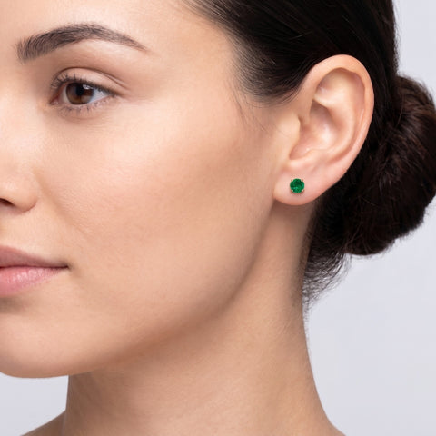 9Ct Solid Gold Emerald Stud Earrings