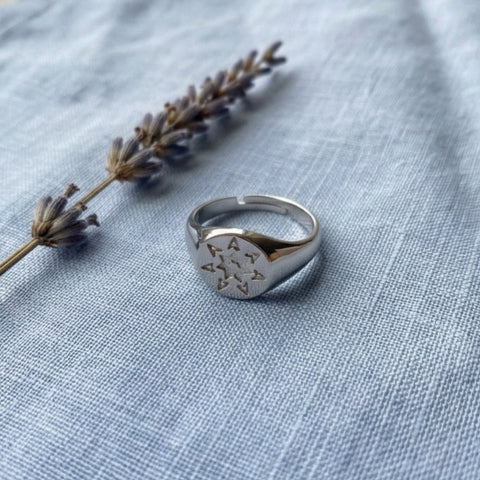 Star Sun Stackable Sterling Silver Signet Ring