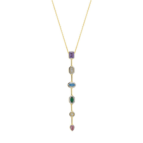 Kaleidoscope Y Lariat Sterling Silver Drop Necklace