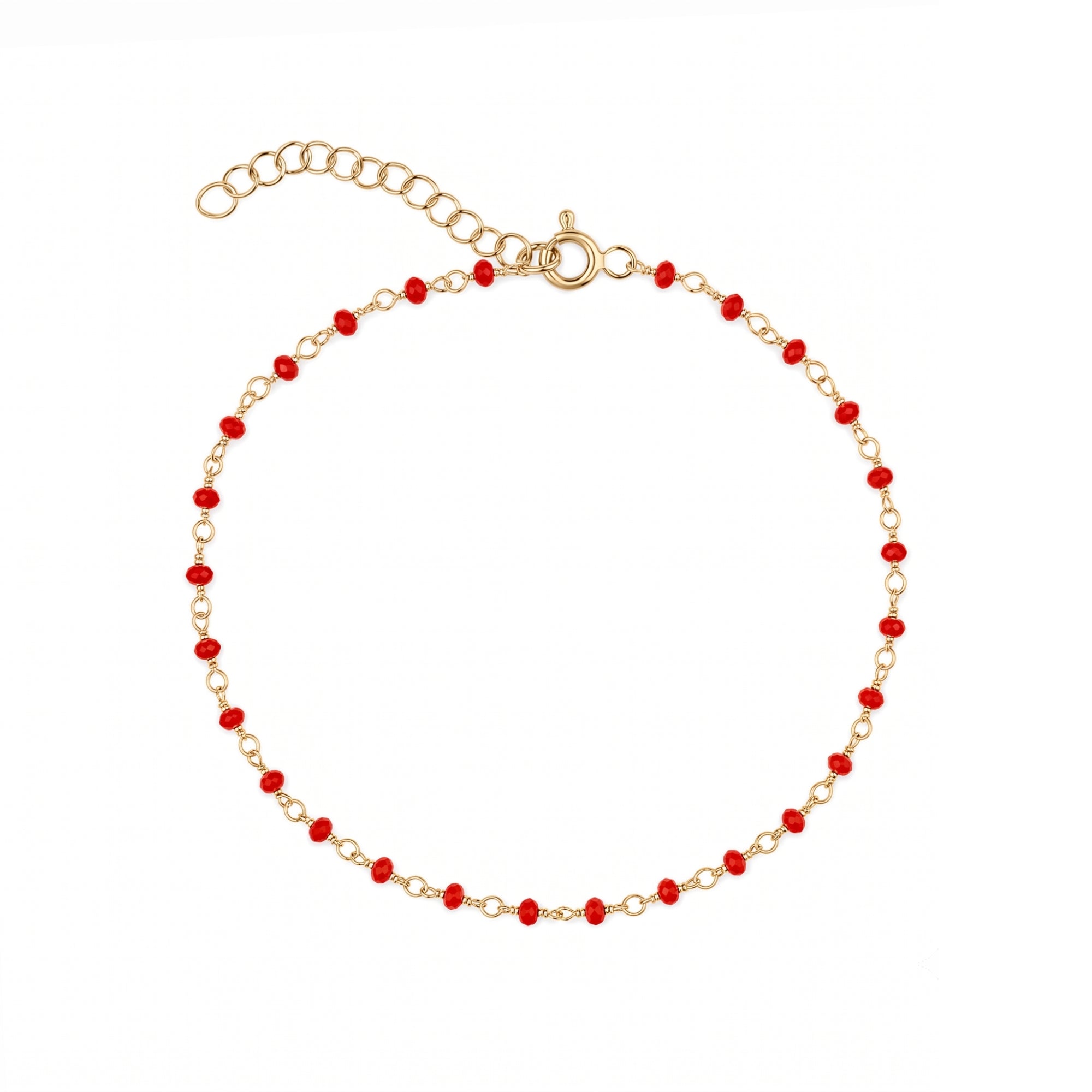 Sterling Silver Red Beaded Station Bracelet