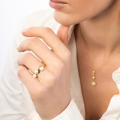 Twisted Pearl Sterling Silver Ring