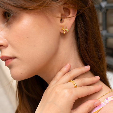 Balloon Dog Poodle Stud Earring Sterling Silver