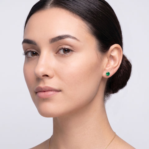 9Ct Solid Gold Emerald Stud Earrings