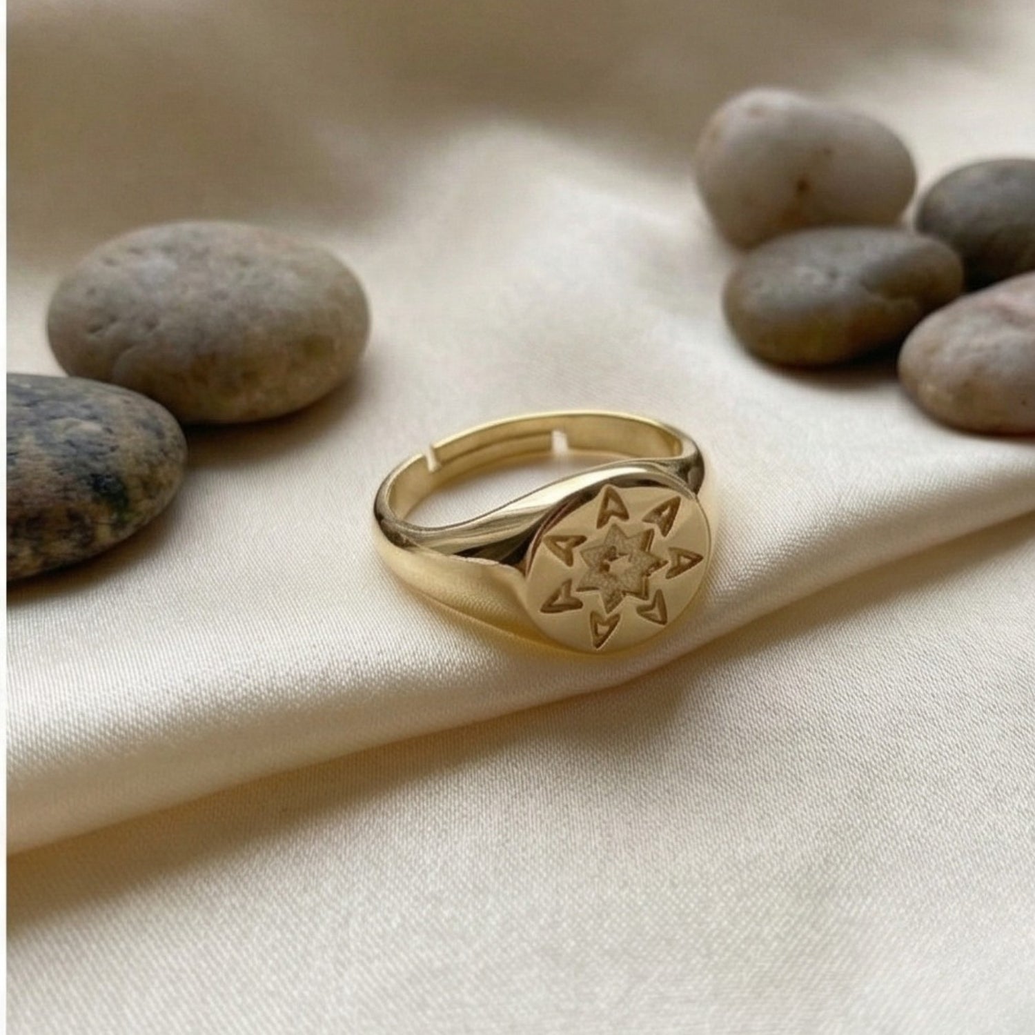 Star Sun Stackable Sterling Silver Signet Ring