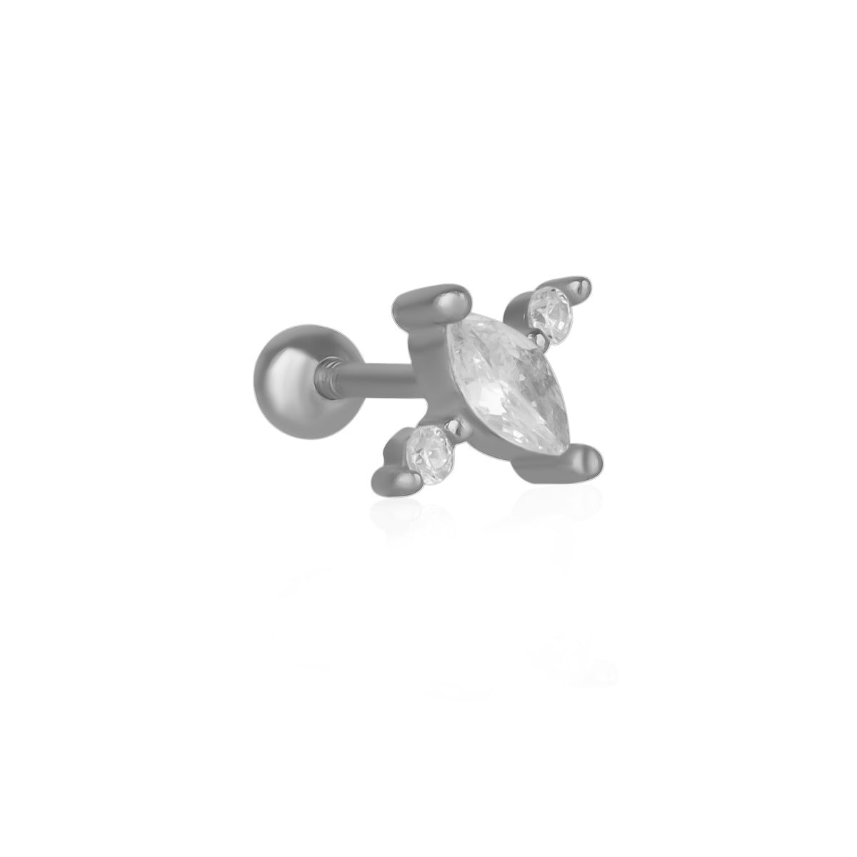 Sterling Silver Marquise Stud Piercing Earring