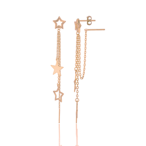 Chain and Stars Sterling Silver Drop Earrings