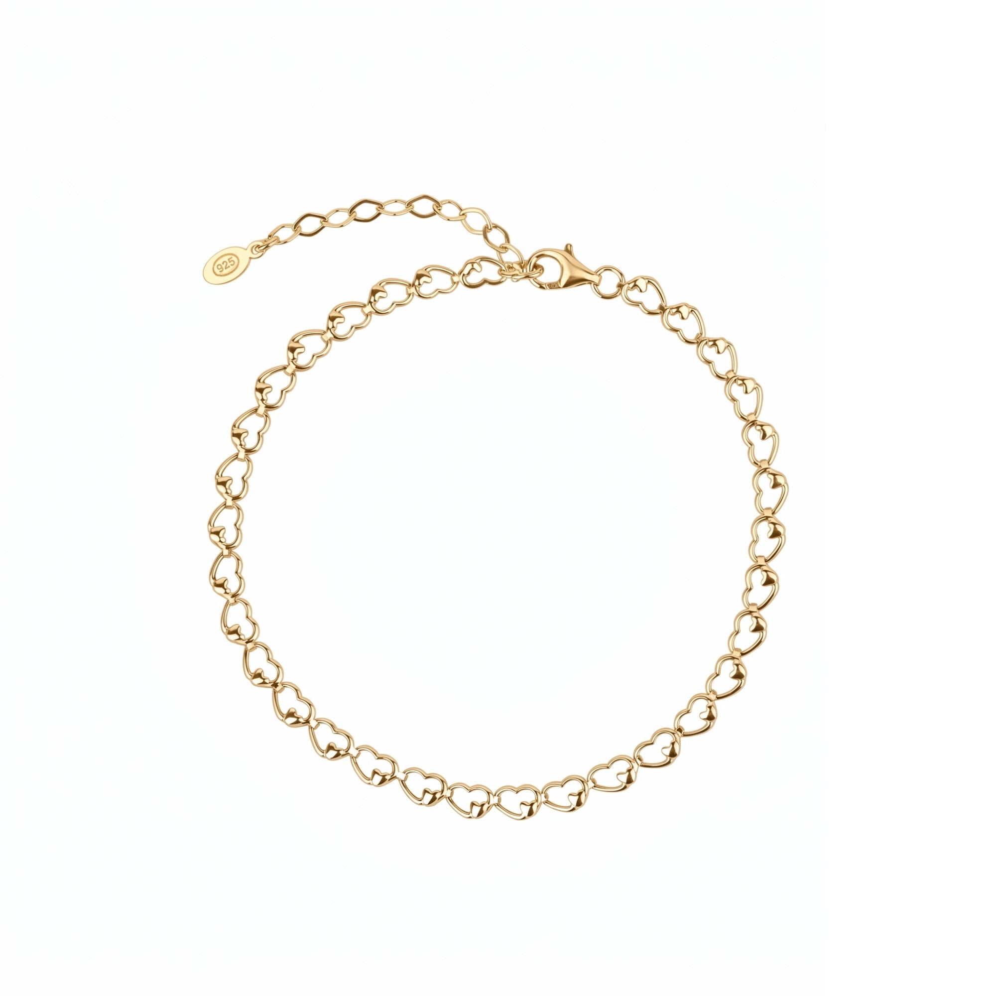 Double Heart Link Sterling Silver Bracelet
