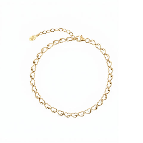 Double Heart Link Sterling Silver Bracelet