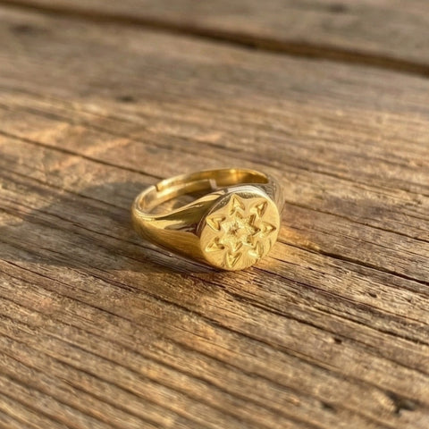 Star Sun Stackable Sterling Silver Signet Ring