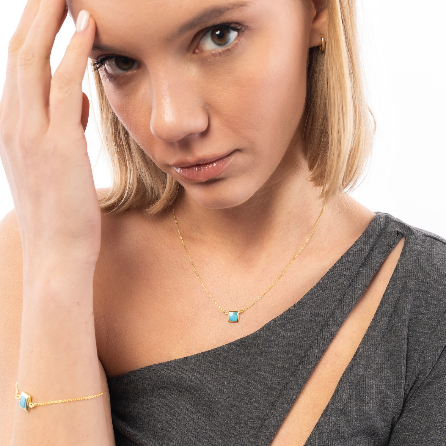 Turquoise Square Sterling Silver Bracelet