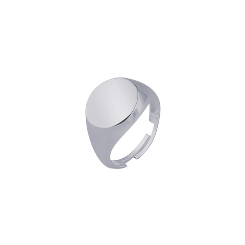 Signature Round Sterling Silver Signet Ring