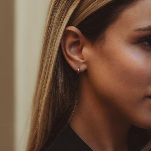 14K Solid Gold Fine Hoop Earrings