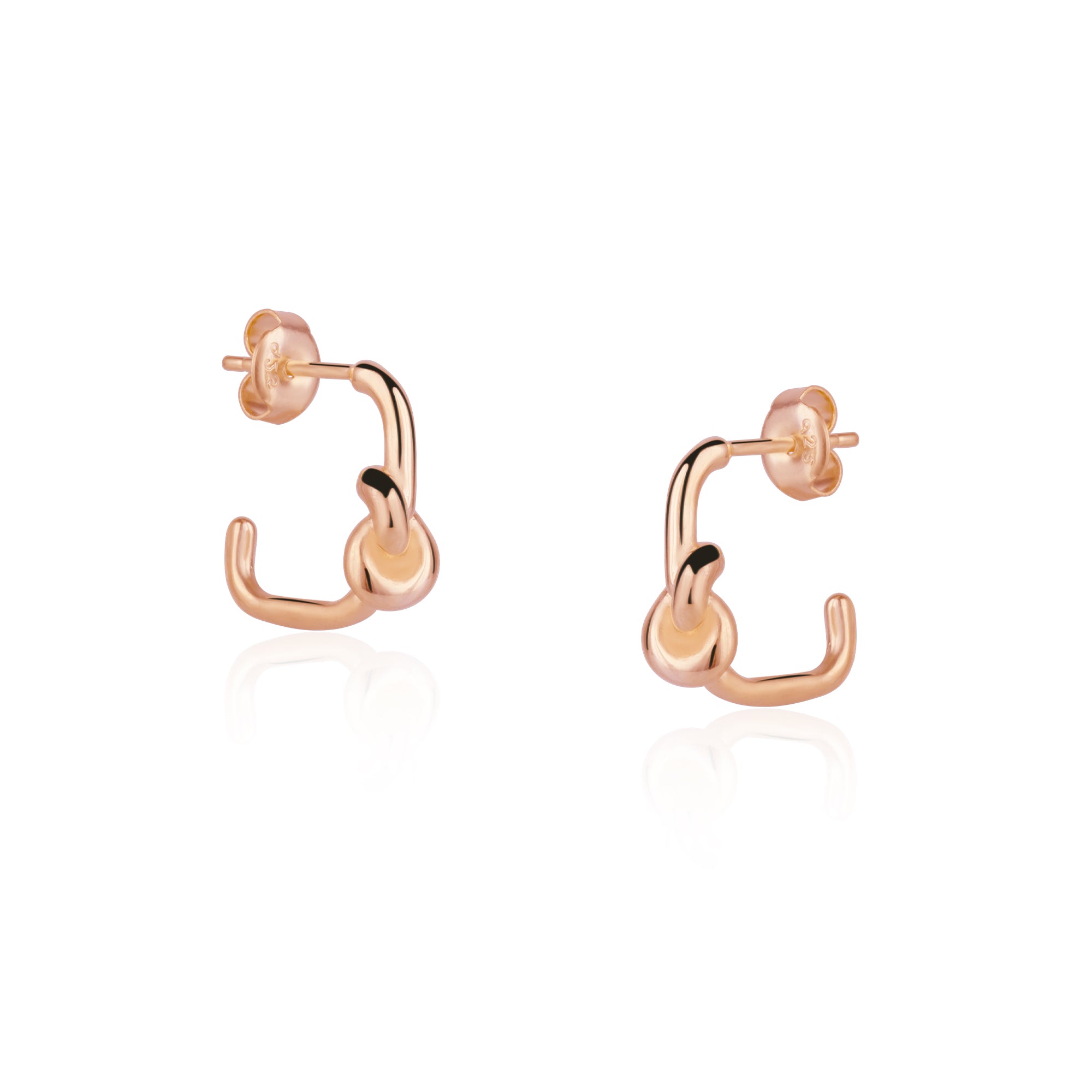 Semi Hoop Knot Sterling Silver Earrings
