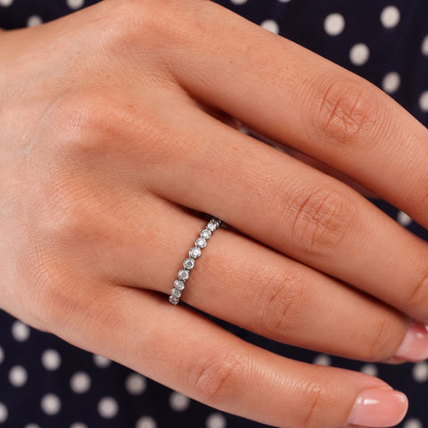 Bezel-Set Half Eternity Sterling Silver Ring