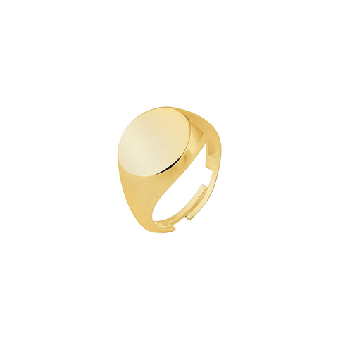 Signature Round Sterling Silver Signet Ring