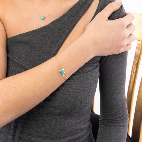 Turquoise Square Sterling Silver Bracelet