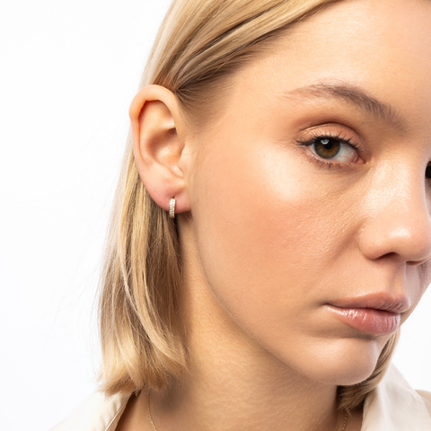 Fine Diamond Pave Hoop Earring in 14ct Gold
