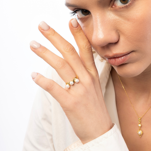Twisted Pearl Sterling Silver Ring
