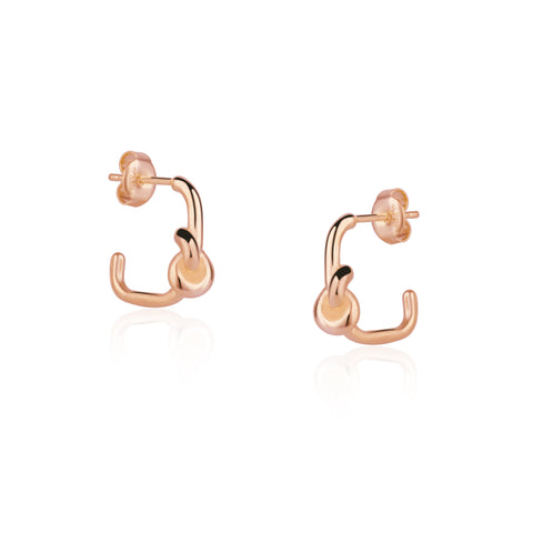 Semi Hoop Knot Sterling Silver Earrings