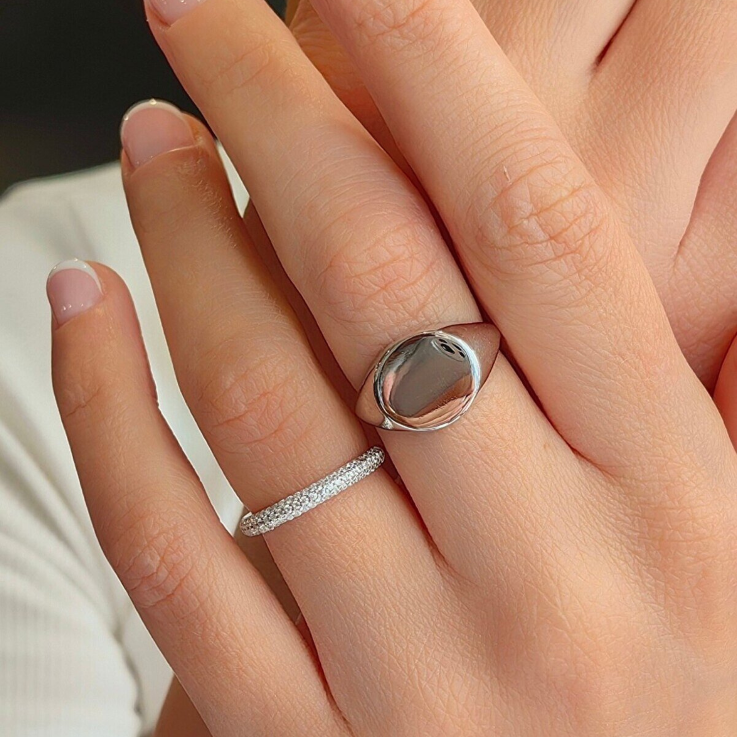 Signature Round Sterling Silver Signet Ring