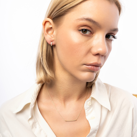 Fine Diamond Pave Hoop Earring in 14ct Gold