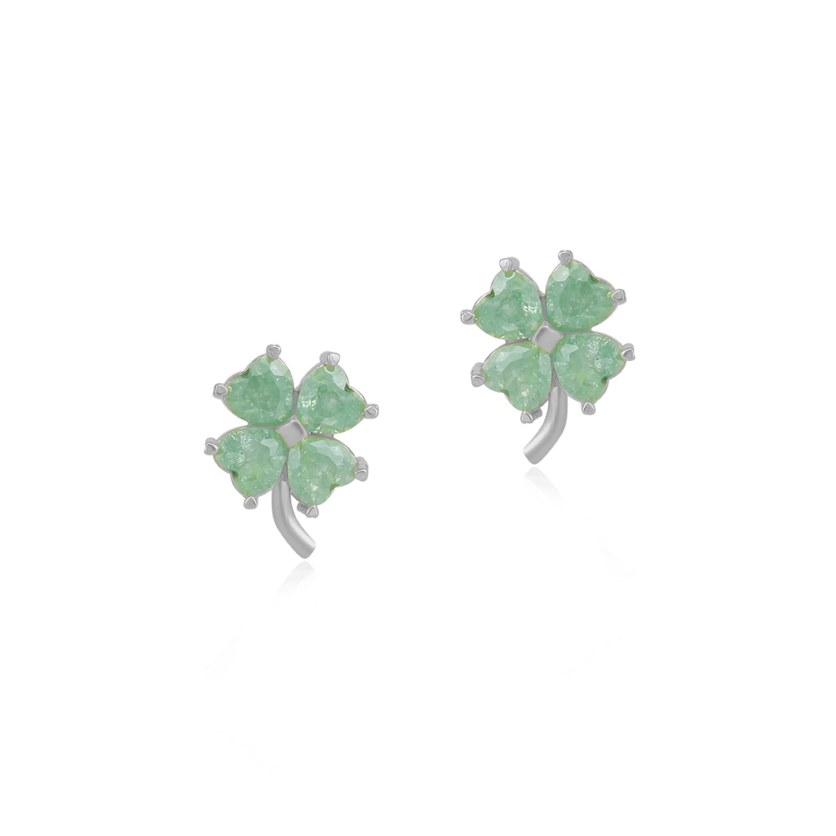 Four Leaf Clover Sterling Silver Stud Earrings