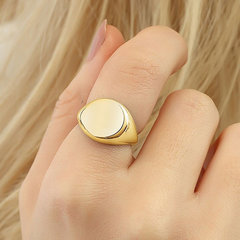 Signature Round Sterling Silver Signet Ring