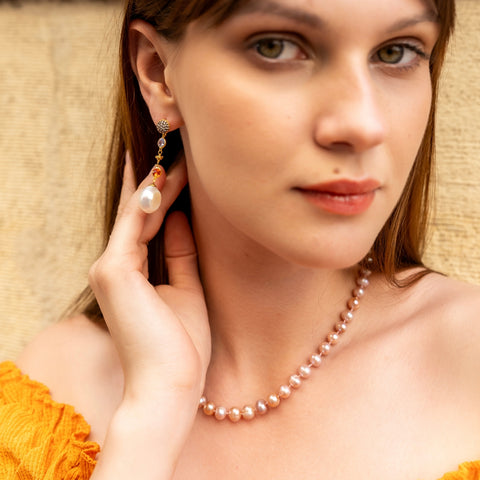 Chunky Baroque Pearl Drop Sterling Silver Earring