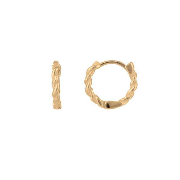 Twisted Sterling Mini Huggie Hoop Earrings