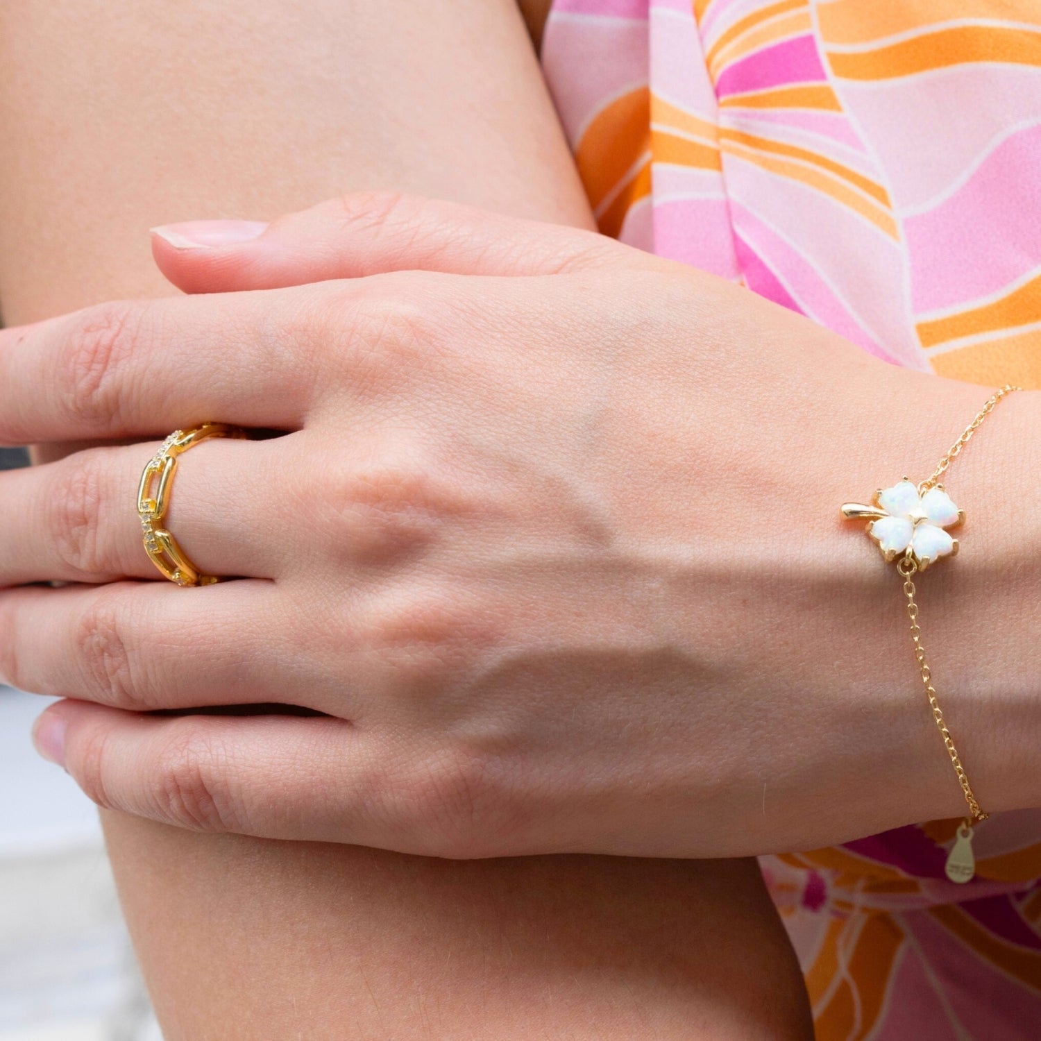 Sterling Silver Pave Chain Ring