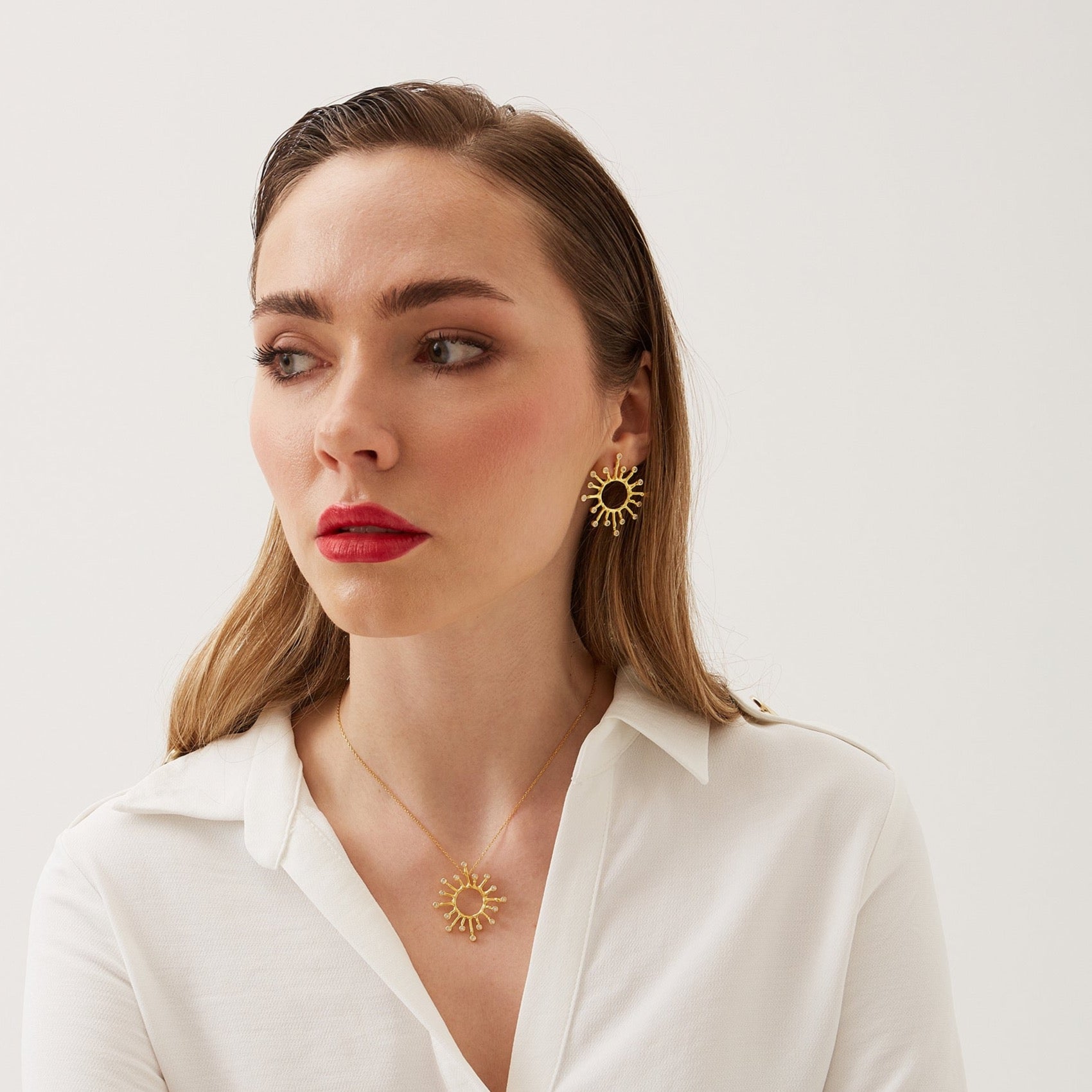 Sun Sunburst Large Textured Molten Sterling Silver Earrings