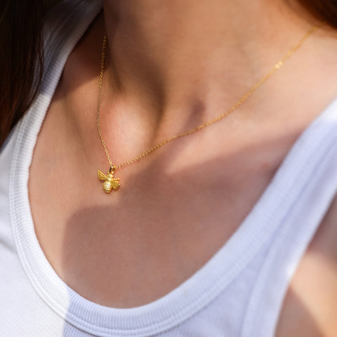Matte Bumble Bee Sterling Silver Necklace