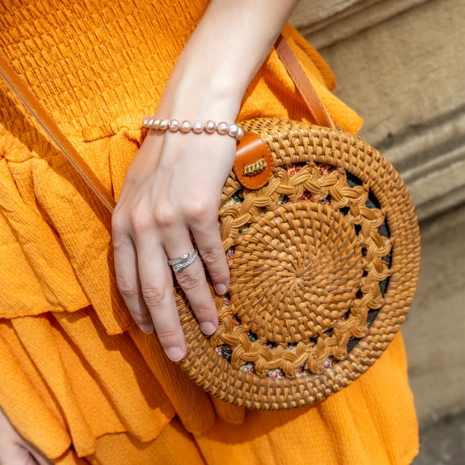 Baguette Snake Ring With Green Eyes in Sterling Silver