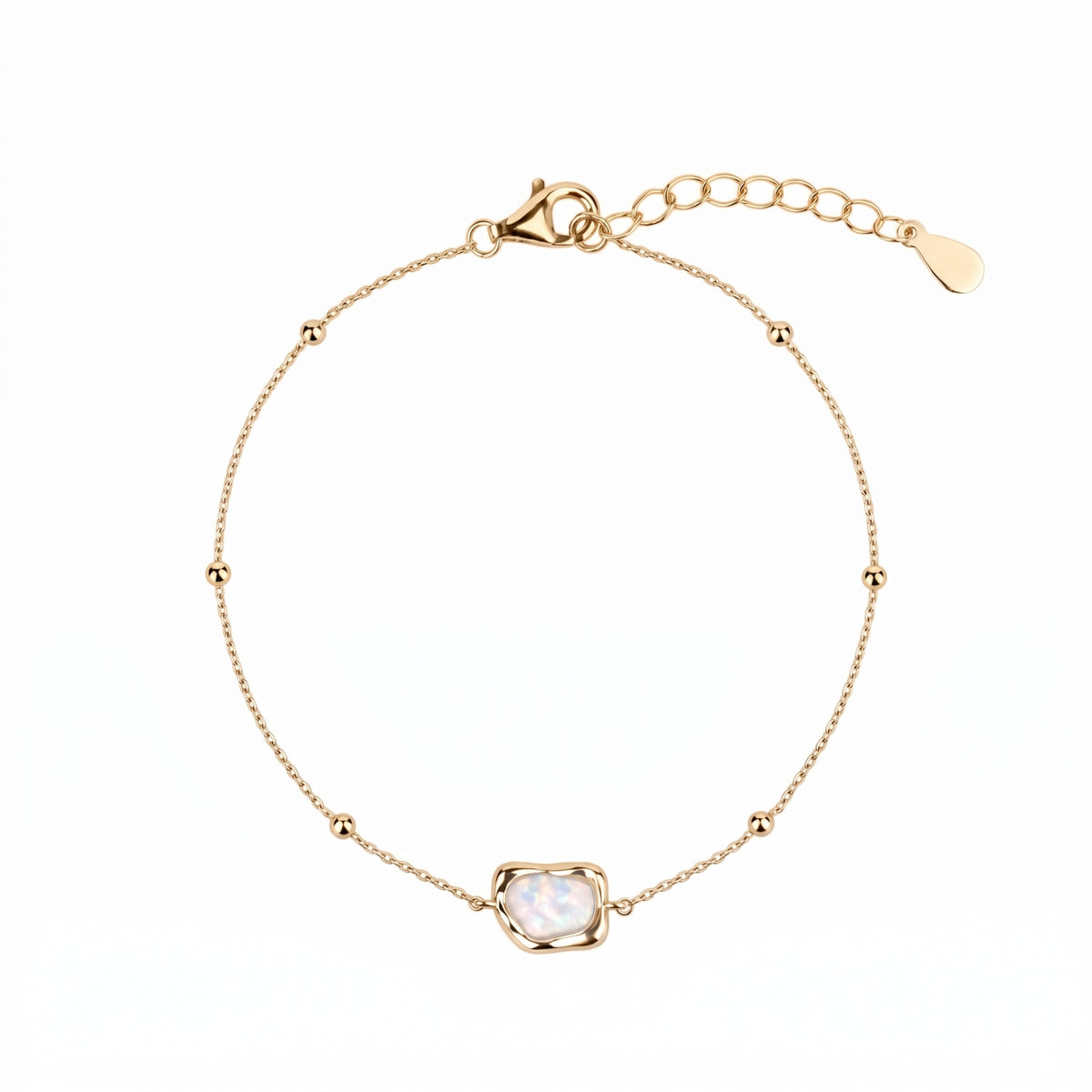 Sterling Silver Organic White Opal Station Bracelet