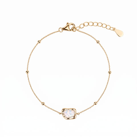 Sterling Silver Organic White Opal Station Bracelet
