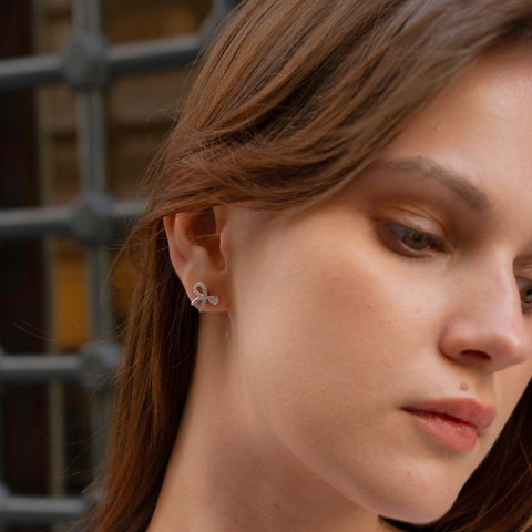 Sterling Silver Bow Tie Stud Earrings