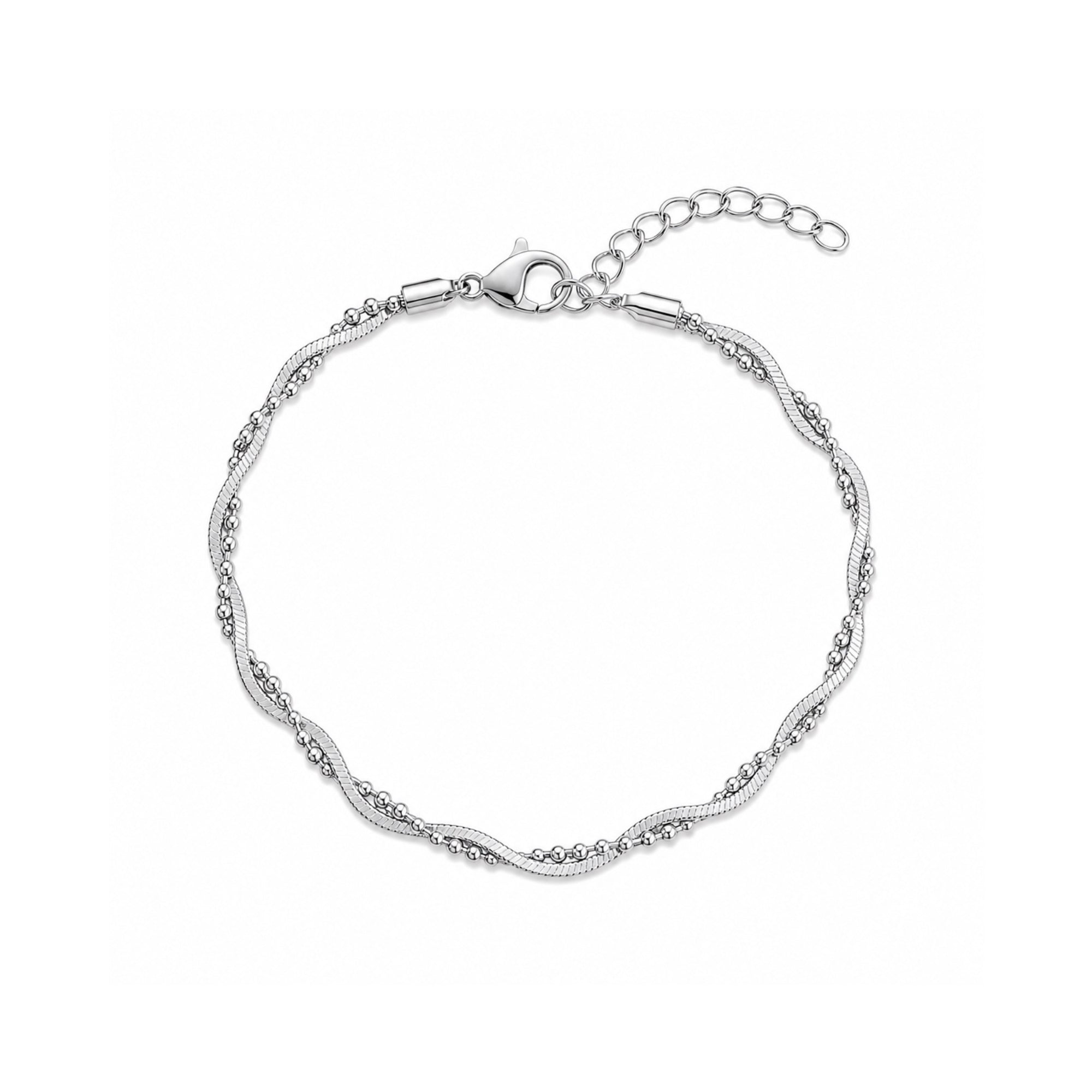 Bead Chain Twisted Sterling Silver Bracelet